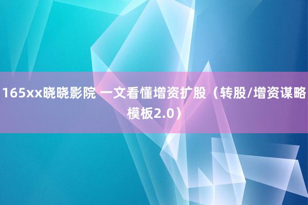 165xx晓晓影院 一文看懂增资扩股（转股/增资谋略模板2.0）