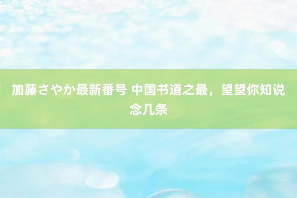 加藤さやか最新番号 中国书道之最，望望你知说念几条