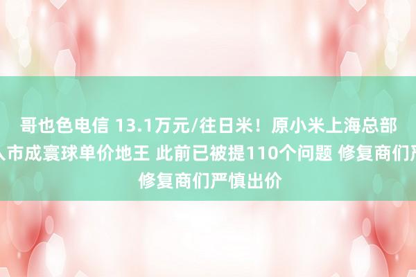 哥也色电信 13.1万元/往日米！原小米上海总部地块再入市成寰球单价地王 此前已被提110个问题 修复商们严慎出价