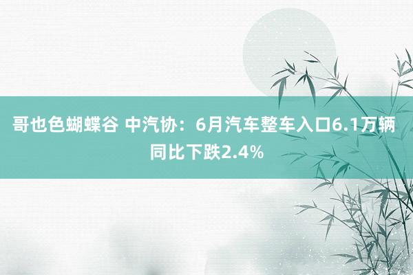 哥也色蝴蝶谷 中汽协：6月汽车整车入口6.1万辆 同比下跌2.4%