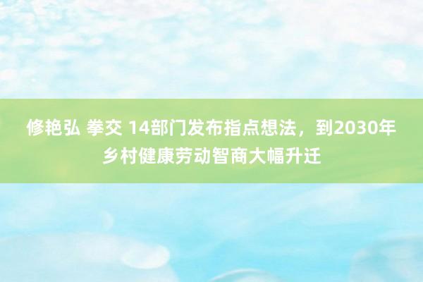 修艳弘 拳交 14部门发布指点想法，到2030年乡村健康劳动智商大幅升迁