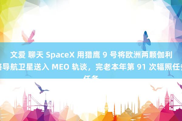 文爱 聊天 SpaceX 用猎鹰 9 号将欧洲两颗伽利略导航卫星送入 MEO 轨谈，完老本年第 91 次辐照任务