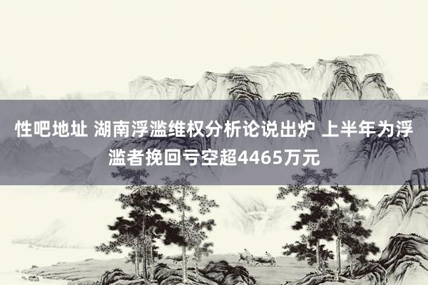 性吧地址 湖南浮滥维权分析论说出炉 上半年为浮滥者挽回亏空超4465万元